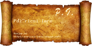 Páricsi Imre névjegykártya